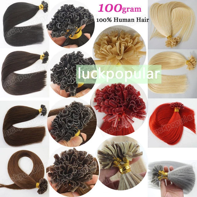 Pre Bonded U Tip Fusion Real Hair Extensions Keratin Nail Tip Full Head Hair 1g