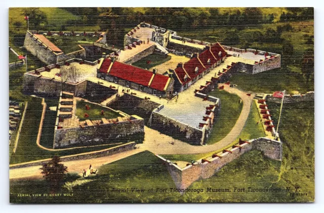 Postcard Aerial View Fort Ticonderoga Museum New York NY
