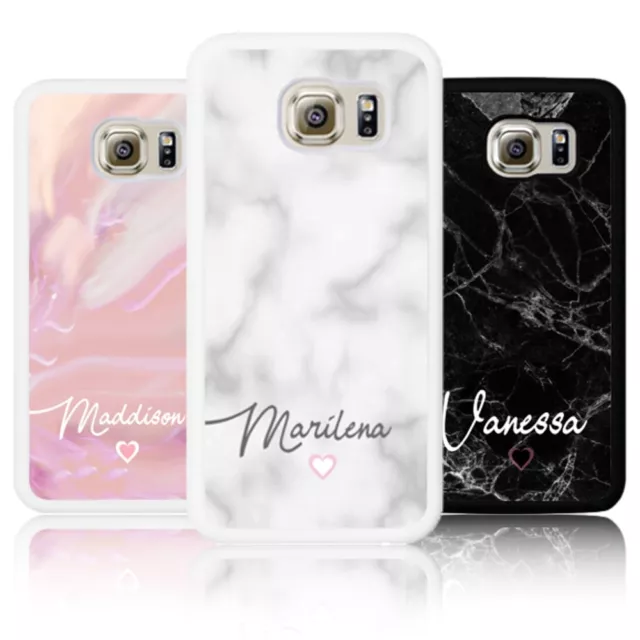 Personalised Silicone Marble NAME Case Cover Samsung GALAXY customised initial