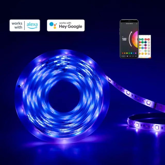 Smart LED Strip Light 12V 5050 RGB Multicolour Wifi APP+Voice Control Music Sync