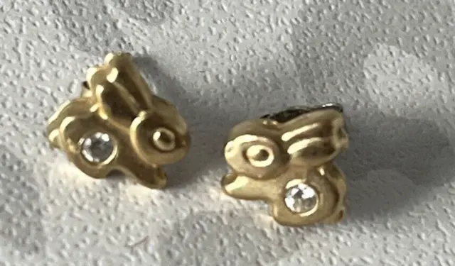 9ct Gold 375 Tiny Small BUNNY Rabbit Studs Earrings 9K Girls Kids One Butterfly