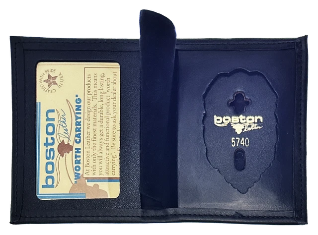 BOSTON LEATHER BOOK STYLE BADGE CASE: Shield Cutout (100-S-5740)