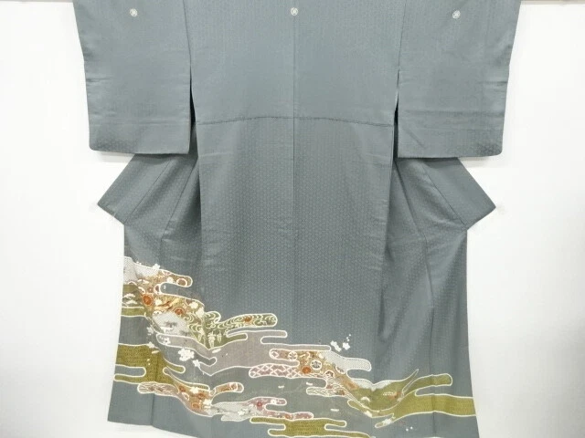 6129513: Japanese Kimono / Vintage Iro-Tomesode / Embroidery / Cranes & Flower W