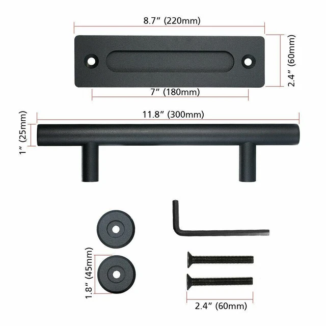 1/2/4Pack Sliding Barn Door Handle Pull and Flush Hardware Set - Black 12" Round 2