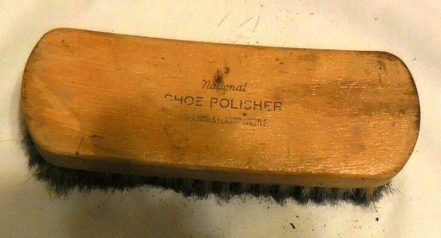 1 Vintage National Shoe Polisher Brush Horse hair & Plastic Bristle Wood Handle