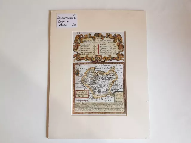Antique Original United Kingdom Map OWEN & BOWEN 1720 HEREFORD LEICESTER