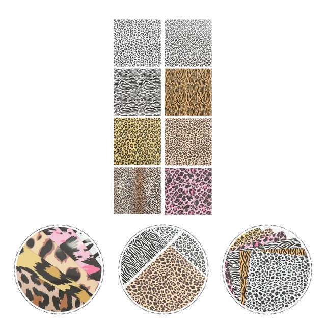 8 Pcs Leopard Wärmeübertragungsfolie Glitzer-Wärmeübertragung Lederblatt Tragbar