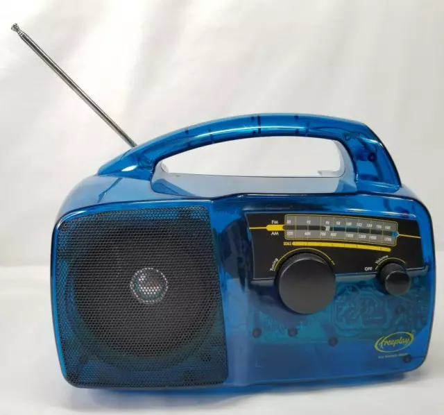 Freeplay Self Powered Solar Wind-Up AM FM Radio Portable Emergency Blue Works