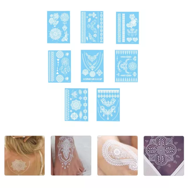8 Hojas Pegatinas Tatuajes Temporales Mandala Decoración de Boda