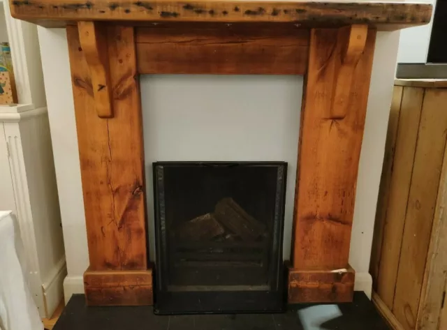 solid wood fire surround - reclaimed solid wood, rustic 