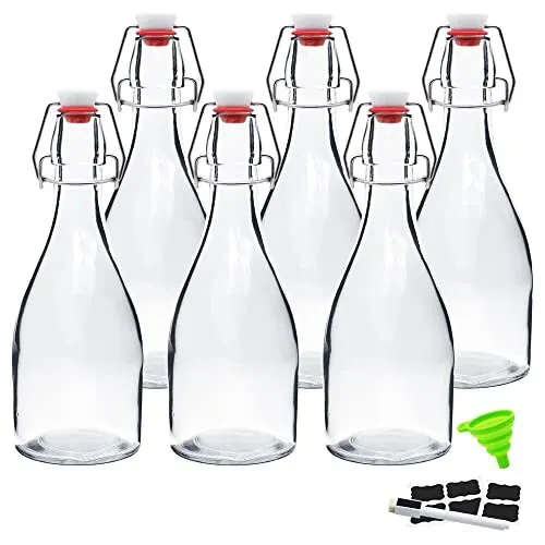 ZEBEIYU Swing Top Bottles 16 oz with Flip Airtight Lids for Second Fermentation