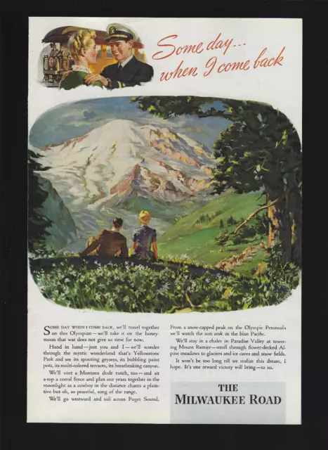 1940's The Milwaukee Road Railroad Some Day When I Come Back World War Print Ad