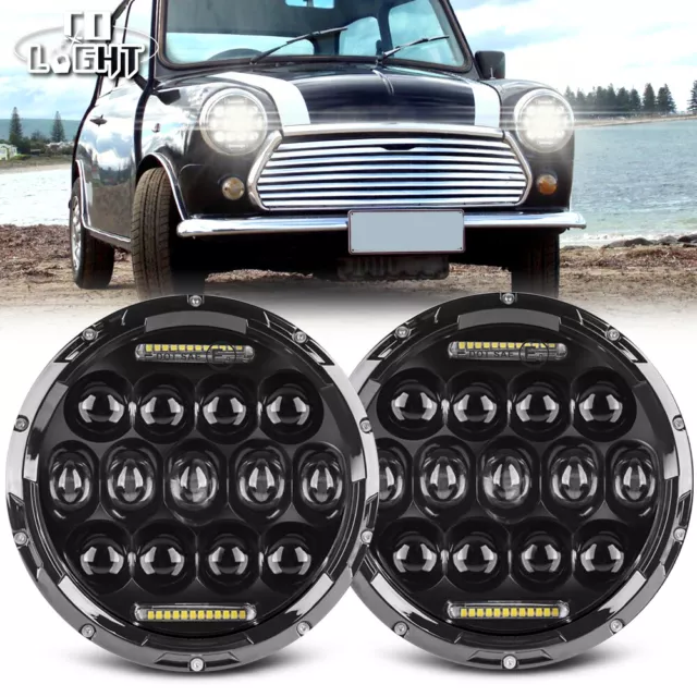 Colight Pair 7" Inch Angel Eye LED DRL Headlights For Classic Mini Austin Rover