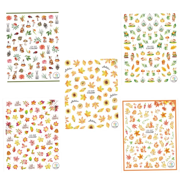 Fall Nail Decals Thanksgiving Day Nail Beauty Applique Flower Decals Autumn