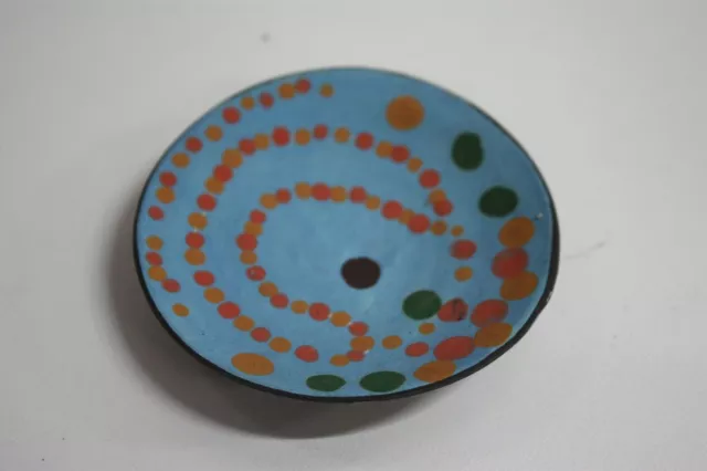 Australian Pottery Vintage Dish Aboriginal Design Olive Welsh 97 Studio Ware