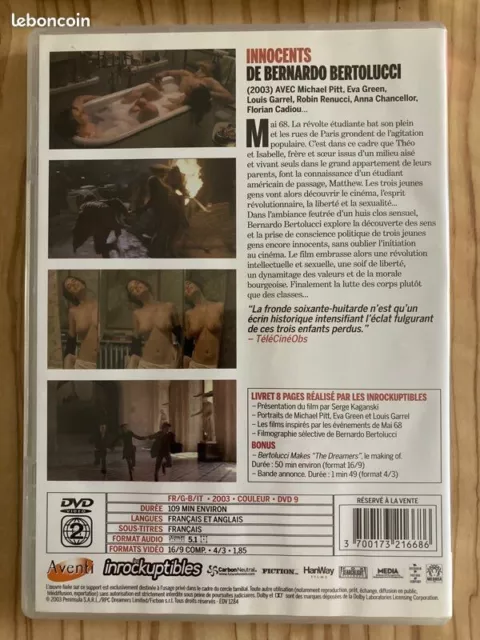 innocents the dreamers dvd bernardo bertolucci eva green comme neuf