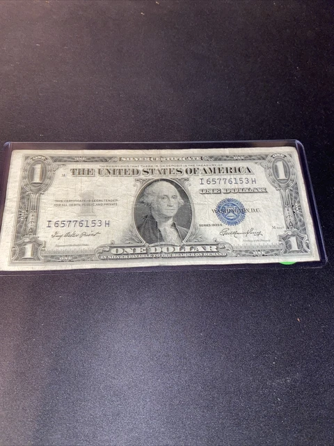 1935-E BLUE SEAL SILVER CERTIFICATE CIRCULATED One Dollar Bill $1