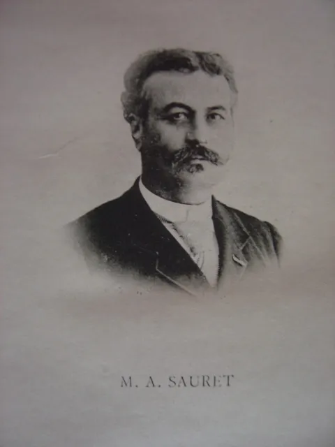 Portrait Phototypie de Antoine SAURET Né à Riom