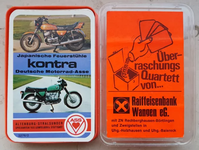 Quartett +  Jap Feuerstühle KONTRA Deutsche Motorrad-Asse+ WERBUNG Werbequartett