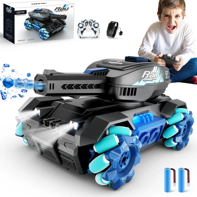 Char RC à Détection De Gestes – 2,4GHz – Rotation 360° – 4WD Tout-terrain – Tourelle élévatrice – Effet De Brume – Balles Souples – Double Télécommande – Pour 8-12 Ans