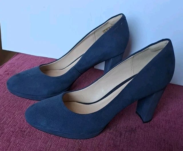Clarks navy suede court shoes shop