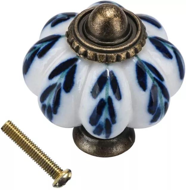 Ceramic Knob For Kitchen Cabinet Dresser Drawer Blue & White New