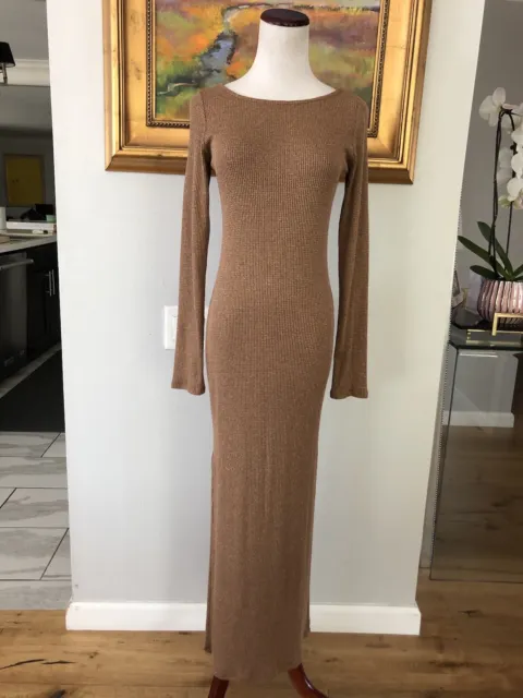 Rachel Pally Scoop Neck Women's Brown  Long Sleeve Maxi Dress Size M