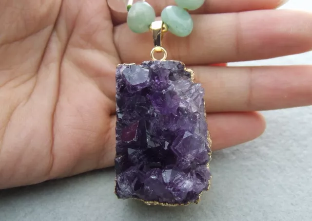 S041109 Multi-Gem Stone&Amethyst Pendant Necklace