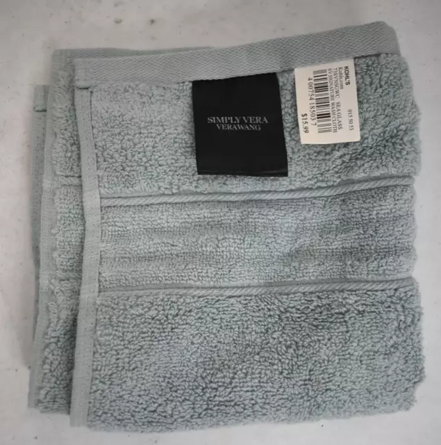 Simply Vera Vera Wang Signature Luxury Green Towel Wash Cloth 13" x 13"