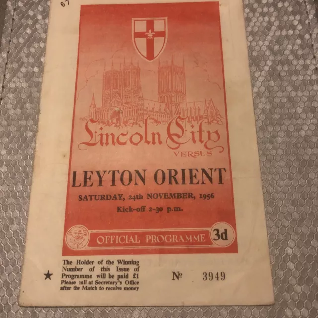 Lincoln City V Leyton Orient 1956-57