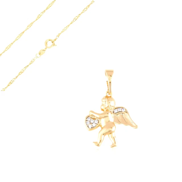 Collier En Or 9 Carats Avec Pendentif Ange - Chaîne Forçat 42+3 Cm, Boîte Personnalisable | Cadeau Naissance, Baptême, Communion - 6