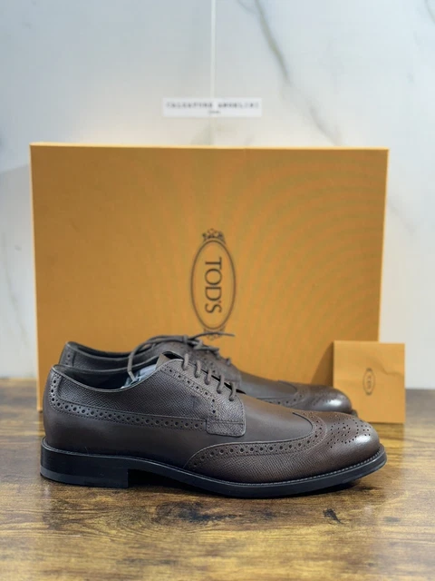 Derby Vintage En Cuir Marron Foncé Avec Boucles - Taille 43, Très Bon état