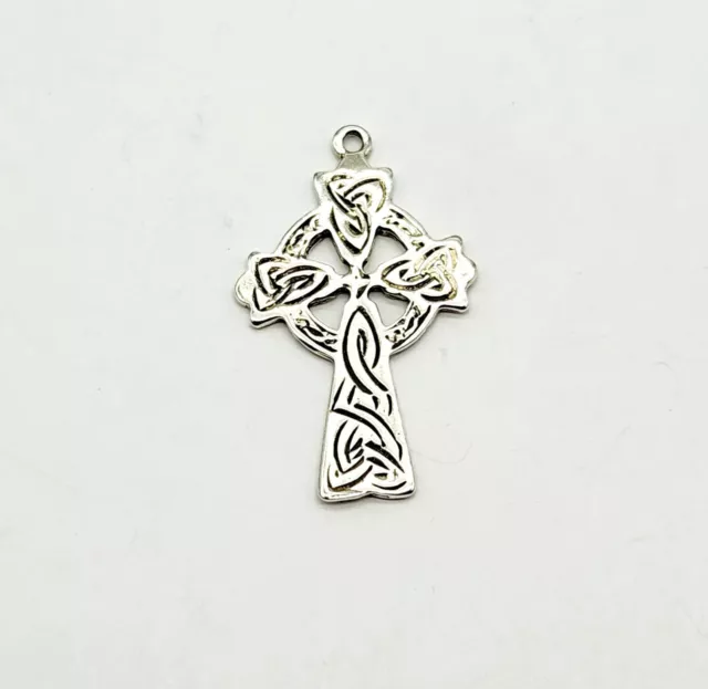 Vintage Sterling Silver Celtic Irish Knot Cross Charm Pendant 1.5g