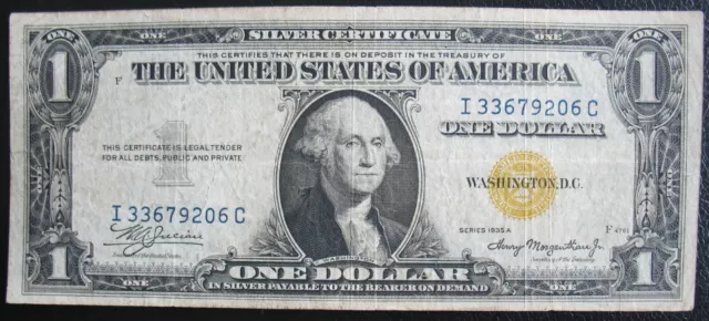 1935 $1 One Dollar Silver Certificate Yellow Seal North Africa