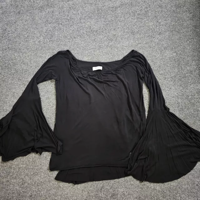 Bailey 44 Top Shirt Womens Small Black Bell Flare Sleeve Stretchy Casual Boho