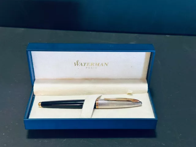 Waterman Carene Deluxe Fountain Pen & Gold 18K Gold Fine Pt with Box