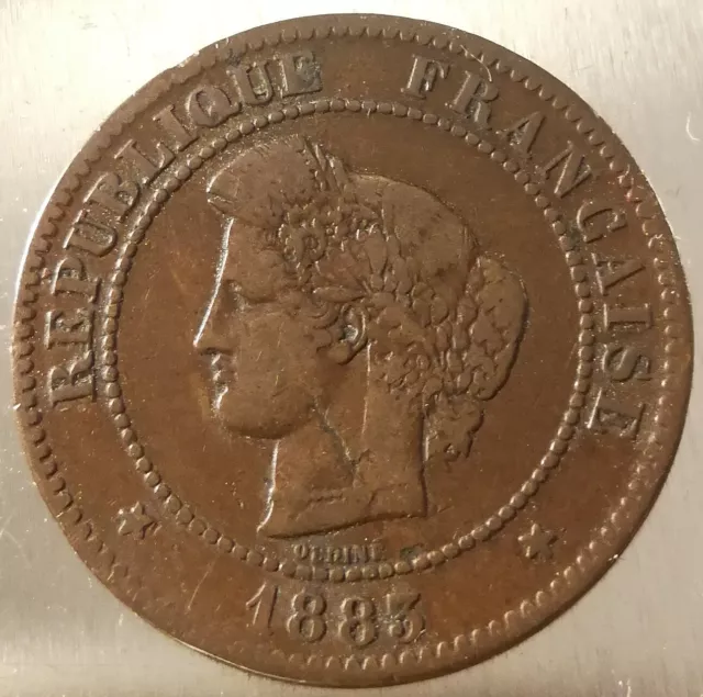 FRANCE Monnaie pièce 5 centimes CERES 1883A PARIS Bronze 1883 A