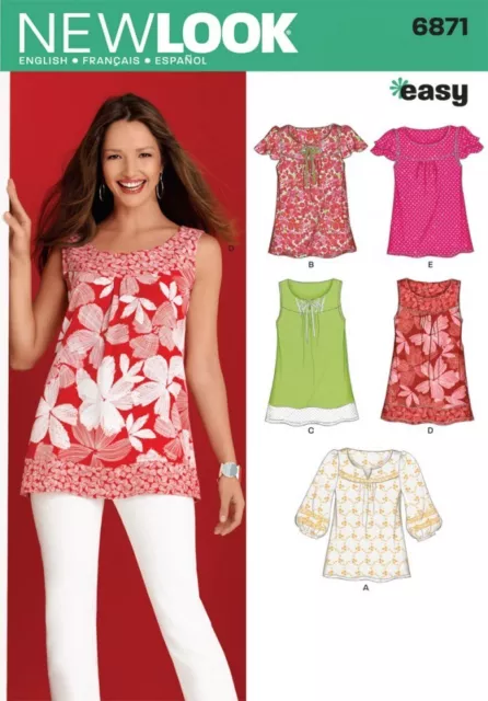 New Look Ladies Easy Sewing Pattern 6871 Summer Tops & Blouses (NewLook-6...