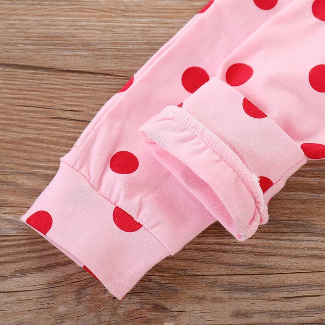 T-shirt 3 pz vestiti neonata bambina a pois top + pantaloni + cappello set abiti di Natale 8
