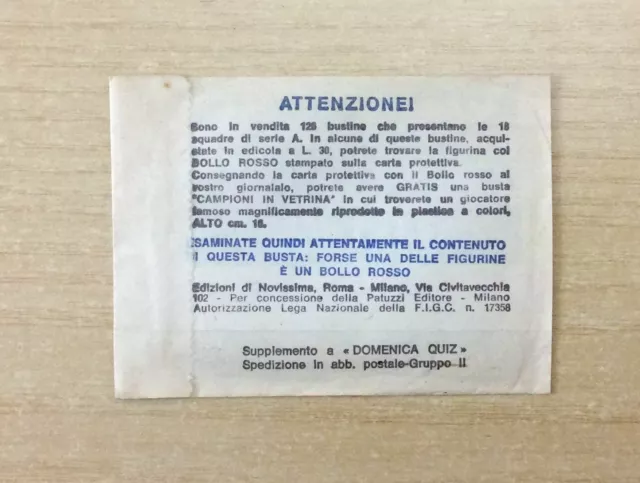 Bustina Di Figurine Vuota -Il Mio Mondo: I Calciatori -Anni '60 -Fatuzzi Editore 2