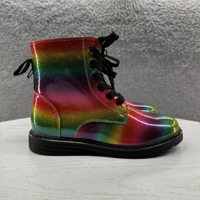 SO Boots Juniors Size 5 Rainbow Glitter Combat Boots