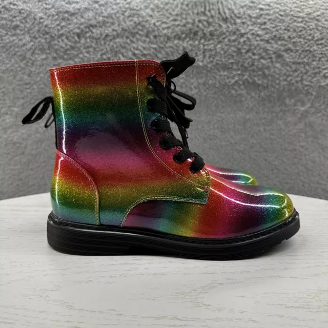 SO Boots Juniors Size 5 Rainbow Glitter Combat Boots SO Boots Juniors Size 5 Rainbow Glitter Combat Boots
