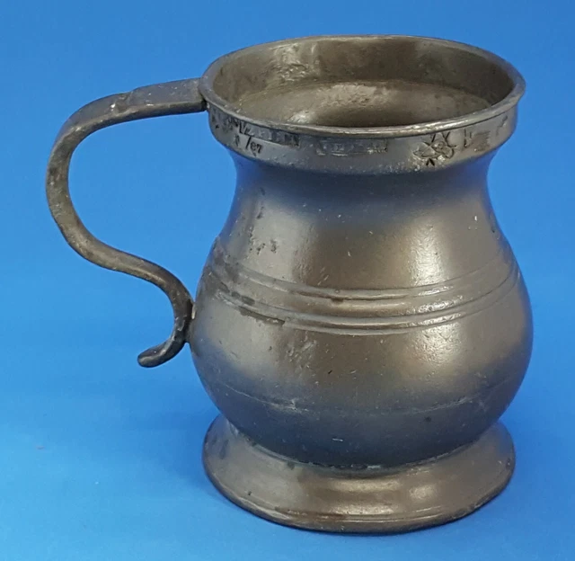 Pewter vintage Victorian antique footed half pint tankard mug