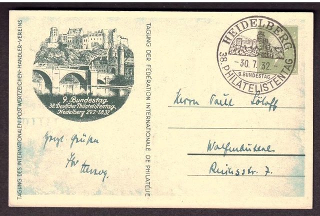 Bf011 Deutsches Reich Ganzsache auf Postkarte PP111-C3, gestempelt 1932