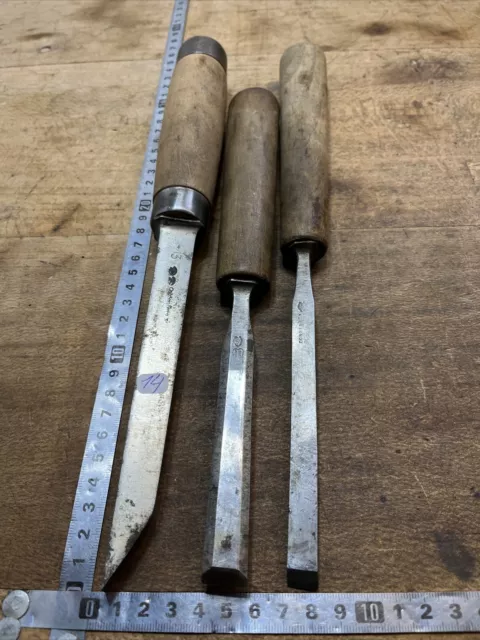 N. 14 OLD TOOL outils Anciens lot 3 ciseaux à Bois Goldenberg