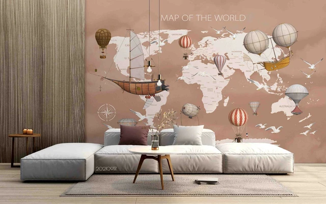 3D CARTOON WORLD Map Wallpaper Wall Mural Removable Self-adhesive 1909 $124.99 - AU - View #14