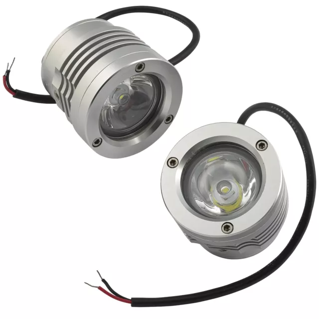 Pair Headlight Projector Additional Spotlight LED Universal Quad Moto Silver 3