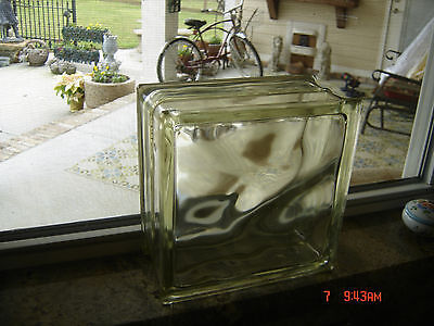 Clean Rare Reclaimed Architectural Wavy Glass Block Vintage 8 x 8 x 4 