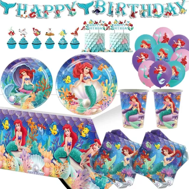 Little Mermaid Princess Ariel Tableware Party Supplies Girls Birthday Party Deco