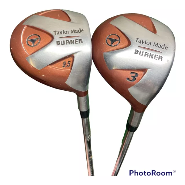 TaylorMade Burner 9.5* Driver & 3 Wood S-90 Stiff Flex Steel Shafts RH **READ**